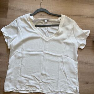 Elegant White V-Neck Women's Blouse